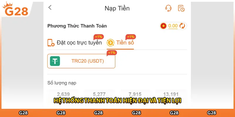 Hệ thống thanh toán hiện đại và tiện lợi