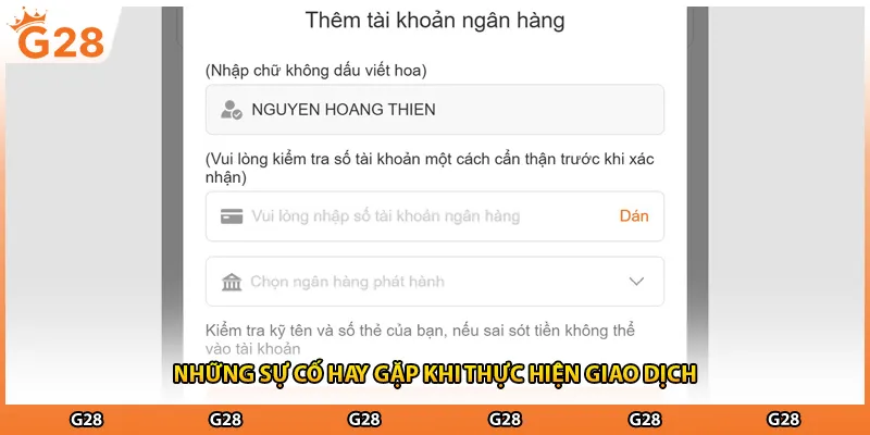 Những sự cố hay gặp khi thực hiện giao dịch